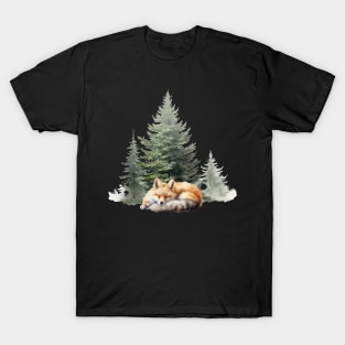 sleeping fox  In Front of Trees T-Shirt